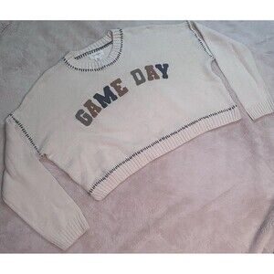 Jessica Simpson Women’s Game Day Varsity Cropped Knit Sweater Medium